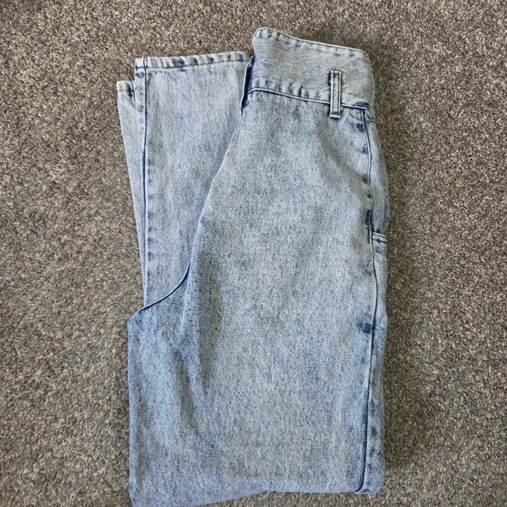 Vintage First‎ Acid Wash High Waisted Pleated Tapered Jeans Light Blue Size 5